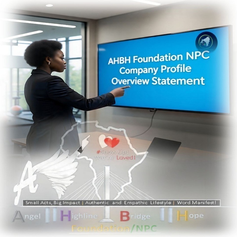 The Angel Highline Bridge Hope Foundation NPC, abbreviated as AHBH Foundation NPC, is a registered South African non-profit company. Born from CG Road Safety Alert Flash Gate (CG RSA Flash Gate), a South African road safety-based non-profit organisation established in 2018. Building on this experience, AHBH Foundation NPC aims to address a broader spectrum of pressing social issues beyond road safety. Driven by a missionary-based approach and compassionate principles, we tackle the root causes of social welfare issues, promoting overall human well-being and empowering individuals and communities. Through a holistic approach and adaptive collaborations, we tackle the physical and emotional needs of individuals, inspiring hope and restoration, and fostering socioeconomic growth in communities affected by major social issues across South Africa, with a pan-African reach.     At AHBH Foundation NPC, our website is a comprehensive resource that provides detailed information about our Company Profile and Ethics, highlighting our core principles, vision, mission, values, and objectives. Our Code of Conduct and Ethics Charter guides our services, initiatives, and projects, ensuring integrity and accountability in all we do. Explore our website to learn more about our ongoing projects, success stories, and upcoming events. We invite you to join our community by subscribing to our newsletter or reaching out to us directly. We're committed to transparency and accountability, and we're excited to share our work with you.